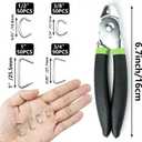 Straight Hog Ring Pliers Kit with 240 Galvanized Hog Rings, 3/8", 1/2", 3/4", 1", for Auto Upholstery, Fencing, Pet Cages