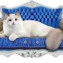 Luxury Cardboard Cat Scratcher Sofa Bed, Couch Shaped Cat Scratching Board, Cat Scratch Lounge with Catnip, Cat Scratcher for Indoor Cats (Blue Crown)