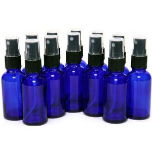 Vivaplex 12, Cobalt Blue, 1 oz Glass Bottles, with Black Fine Mist Sprayers
