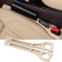Car Seat Gap Filler Organizer Universal Fit Car SUV Truck Console Side Plug Strip Stopping Phone Key from Falling, Pack of 2 (Beige)