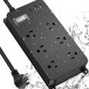 Outdoor Power Strip Weatherproof,20W USB C Port,Waterproof Extension Cord Multiple Outlet Surge Protector,6 Outlets,3 USB Ports,6ft Cord