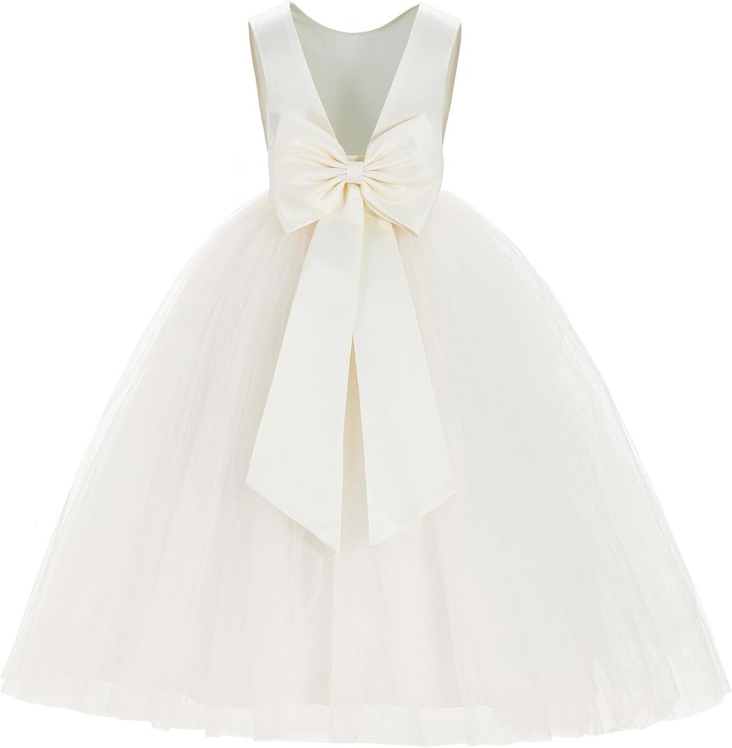 Ekidsbridal V-Back Satin Flower Girl Dress Toddler Communion Gown Formal Dresses 219 Size 10