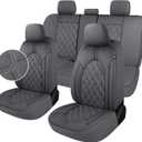 YGL Luxury PU Leather Car Seat Covers Full Set, Non-Slip Seat Cover Protectors, Universal Fit for Cars, Trucks, SUVs, Vans, Pickups, Airbag Compatible, Seat Covers for Car Interior (Gray)