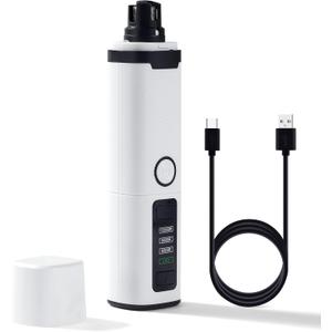 New Upgraded Dog Nail Grinder with LED Lights, 3-Speed Electric Rechargeable Pet Nail Trimmer for Small Medium Large Dogs (White)