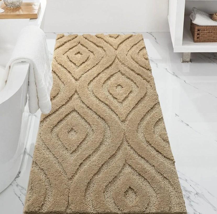 DEXDE Bathroom Rugs Runner 24x72 Long Bath Rug Non Slip Soft Washable Large Bath Mats for Bathroom Bedroom Hallway Kitchen Floor Carpet Modern Boho Decor, Beige
