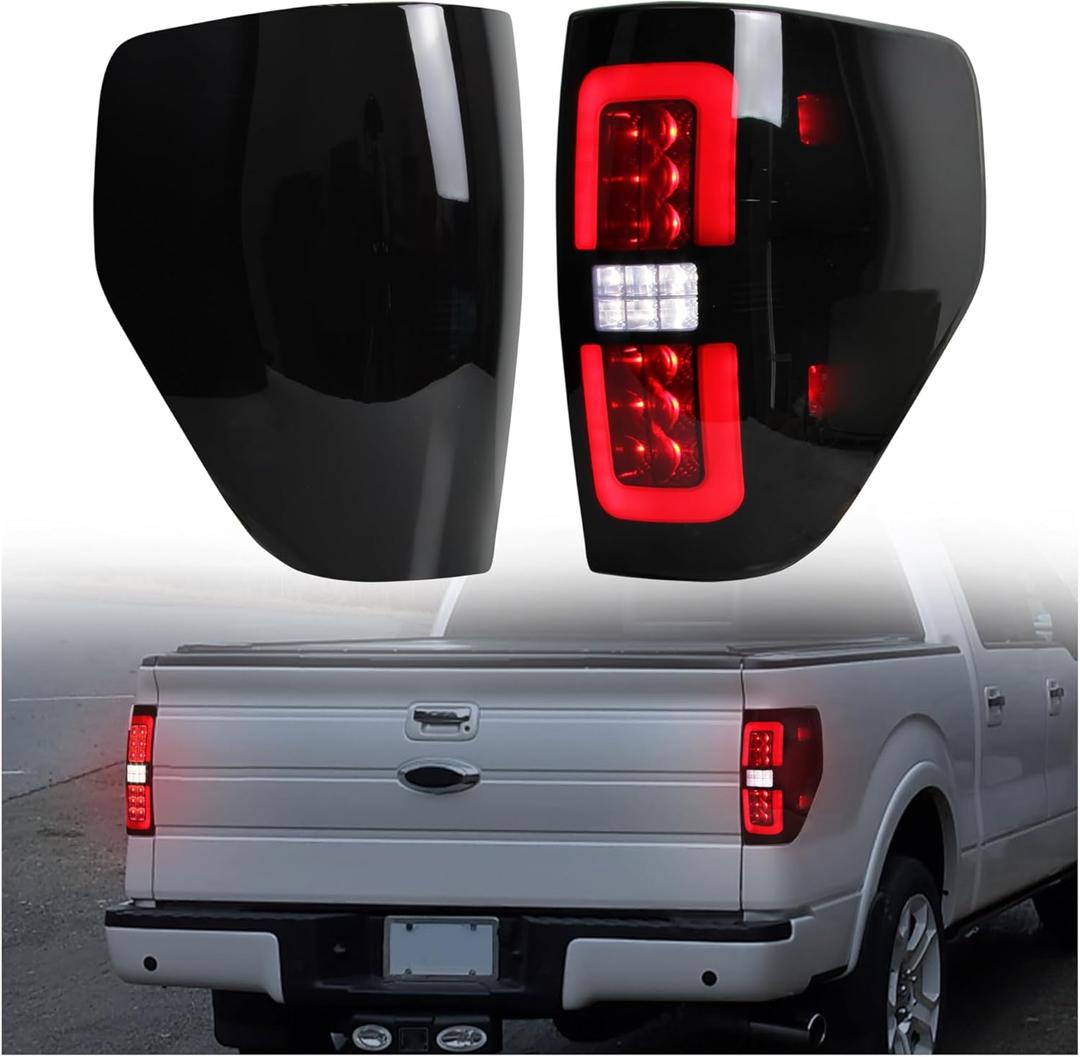 LED Tail Lights for F150 09-14, Upgrade Full LED Smoked Lens Brake Stop Reverse Lights Rear Lamps for Ford F-150 2009-2014 Accessories (2PCS, Passenger & Driver Side)