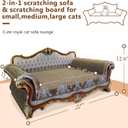 Luxury Cardboard Cat Scratcher Sofa Bed, Couch Shaped Cat Scratching Board, Scratch Lounge with Catnip, Scratcher for Indoor Cats Kittens Kitties Grey