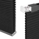 No Drill Cellular Shades Cordless Blackout Honeycomb Blinds 25"Wx64"H Black
