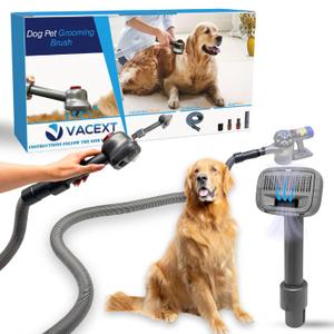Dog Pet Grooming Brush & Extension Vacuum Hose compatible with Dyson V7 V8 V10 V11 V15 Vacuums with Quick Release Converter Adapter Groom Tool Attachment