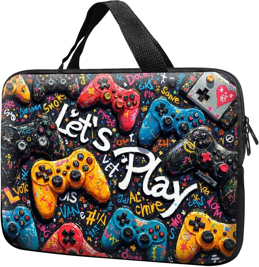 Laptop Sleeve with Handle 17 Inch, Waterproof Laptop Case Bag, Play Games Pattern Design Computer Sleeve Compatible with MacBook Air, Pro, HP, Dell, Lenovo, ASUS