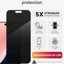 ZAGG Glass Elite Privacy Screen Protector for iPhone 16 Pro - 2-Way Privacy Filter, Ultra-Strong Tempered Glass, 5X Stronger, Smudge-Free, Easy Install, InvisibleShield, Recycled Content