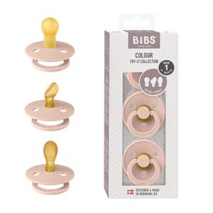 BIBS Pacifiers 0-6 Months | 3-Pack Soothers | BPA-Free Round, Anatomical & Symmetrical Nipple | Made in Denmark | Ivory Try-It Collection (Blush)