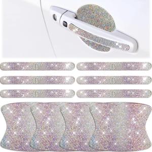 Frienda 10 Pieces Bling Car Accessories for Women Bling Car Door Handle Protector Door Handle Covers for Car Rhinestone Car Bowl Protector Accessories Women Stickers(Colorful)