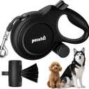 26ft Retractable Dog Leash, Heavy Duty Retractable Pet Leash with Poop Bag Holder, Anti-Slip Soft Grip, Reflective Dog Leashes for Medium Dogs Large Dogs 33lbs-110lbs(Black)