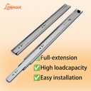 2 Pairs Full Extension Drawer Slides, 22 Inch Heavy Duty Drawer Runners, Side Mount Dresser Cabinet Rails, 1.77 Inch Width Slides for Kitchen Cabinet, 100LB(45kg) Capacity, Anti-Rust & Long-Lasting