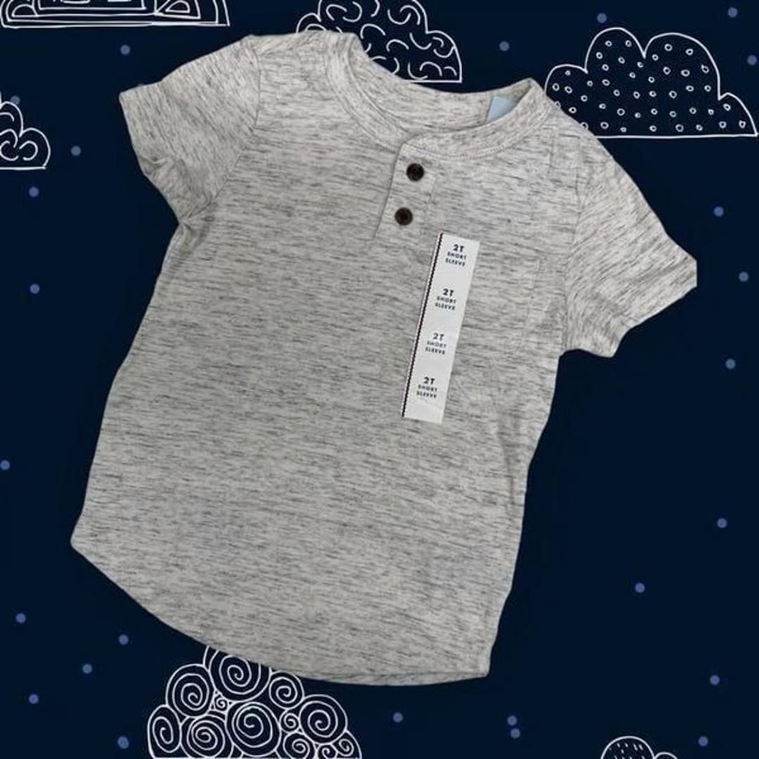 Cat & Jack Toddler Boy's size 2T Heather gray Henley Crew neck T-shirt top