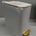 Cesun Small Bathroom Trash Can with Lid Soft Close, 5 Liter/1.3 Gallon Stainless Steel Garbage Can with Removable Inner Bucket, Step Pedal, Slim Waste Basket for Toilet, Office, Bedroom (White&Gold)