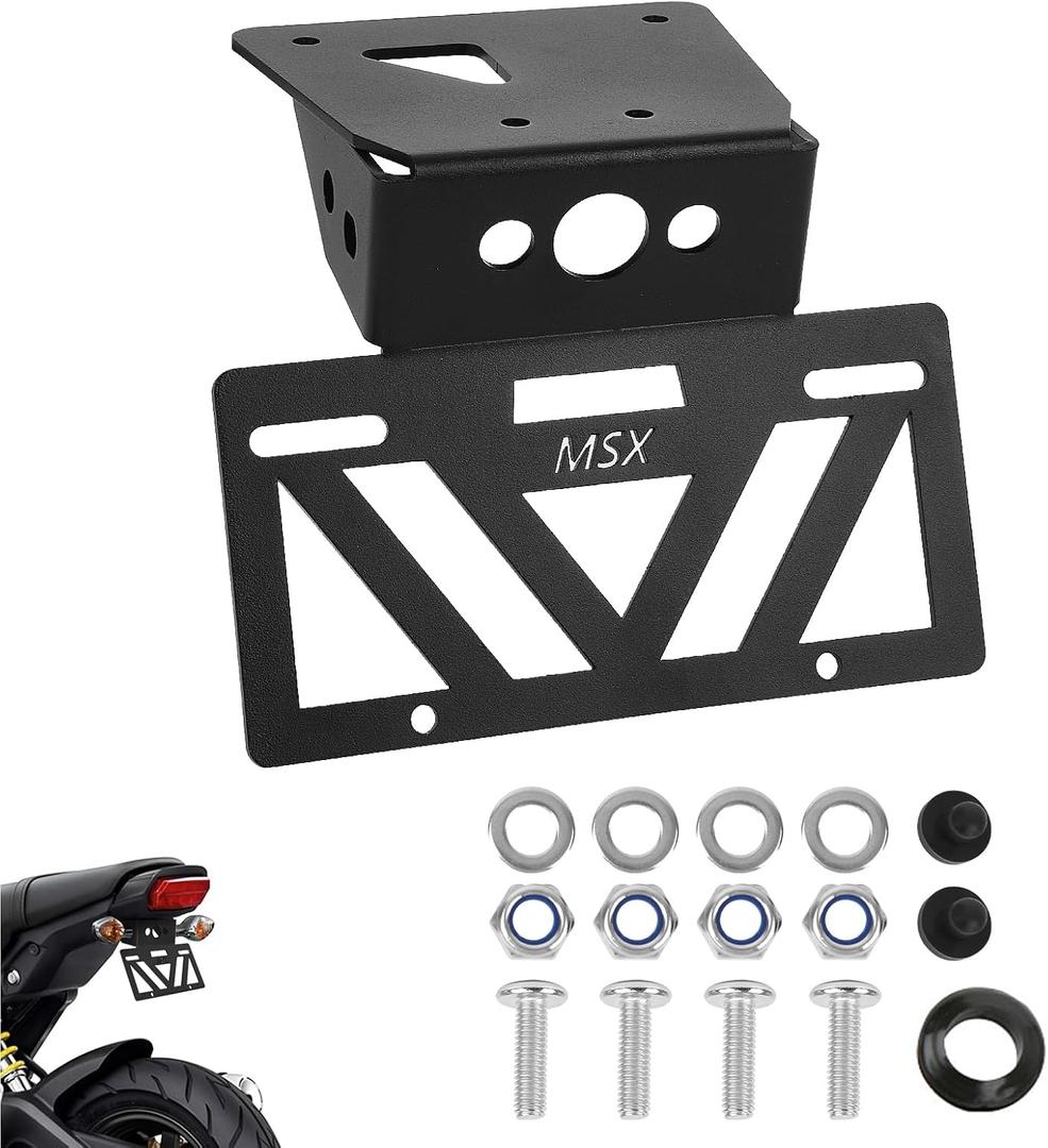 2026 Grom Fender Eliminator 2025 Grom Tail Tidy 2024 Grom License Plate Bracket Mount Holder Fit With OEM & Aftermarket Turn Signals License Plate Delete MSX125 2026 2025 2024 2023 2022