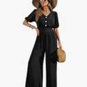 Summer Jumpsuit for Women Short Sleeve High Waist Wide Leg Pants Loose Slim Temperament Women's Clothing, XXL