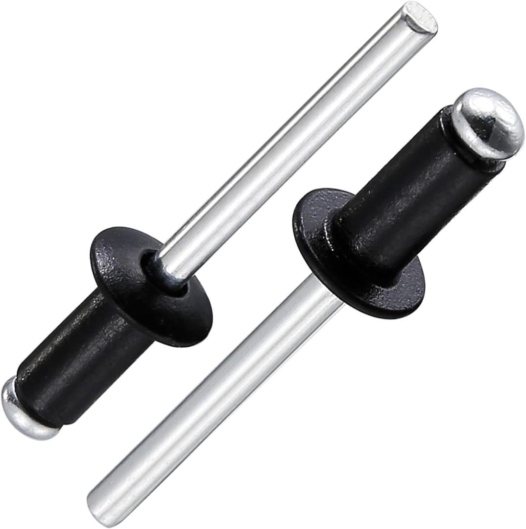 (300Pcs) 3/16"x3/8" Black Aluminum blind pro Rivets,Aluminum Grip and Steel Mandrel