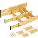 Bamboo Drawer Dividers 4PCS with Inserts, Expandable Kitchen Utensil Drawer Organizers,Adjustable drawer organizer for deep drawers Dresser Closet Underwear Storage Bedroom Bathroom Drawers(16.6"-22")