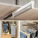 Pull Out Closet Valet Rod, Adjustable Sliding Heavy Duty Steel Top Mounted Clothes Storage Hanger Rail for Closet Wardrobe (447mm/17.6inch)
