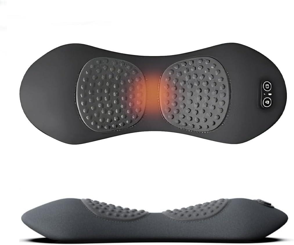 Massager Neck and Back Shiatsu Heated  3-in-1 Electric Back Support Pillow with Vibration, Heat, and Air Cushion for Lower Back Pain Relief, Use at Home, Office, or in Car (Classic Black)