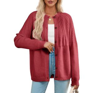 Dokotoo Cardigan Sweaters for Women 2025 Fall Outfits Long Sleeve Crochet Knit Sweaters (M)