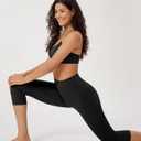 ODODOS ODLEX High Waist Workout Capris for Women, 19" Tummy Control Athletic Running Cropped Leggings, Black, Medium