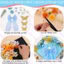 2 x 45 PCS DIY Graduation Cap Decoration Kit - 8 Cream Construction Paper with Artificial Flower Heads Bow 3D Butterfly Pearl Adhesive Dots Rhinestone Stickers for Grad Hat Topper DIY (Light Blue)