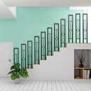 2Pcs 35.4in U-Shaped Stair Handrail, Matte Black Hand Rail with Rhombus Pattern, Wrought Iron Outdoor Stair Railing for Porches, Decks, Fences, Black