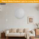 20in Plug in Hanging Lamp Large Lantern, White Imitation Silk | Oversize Globe Pendant Light Plug in Lantern Lamp Wabi Sabi Chandelier for Living Dinning Room Kitchen Island Bedroom 1 Pack