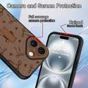 KANGHAR for iPhone 16 Case Stand Brown Bows Hearts Full Body Rugged Shockproof Protection Glossy Protective Slim Case 6.1 Inch