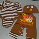 VINUOKER Newborn Baby Boy Thanksgiving Day Clothes My First Thanksgiving Day Outfit, 3Pcs Baby Boy Turkey Clothing (Size 52)