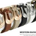 Earnda Women Western Leather Belts for Jeans Pants Vintage Waist Belt for Lady Dresses with Gold Silver Buckle (Small: 26"-28" (Pant 4-6))