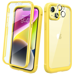 Diaclara Designed for iPhone 14 Case, Full Body Rugged Case with Builtin Touch Sensitive AntiScratch Screen Protector, with Camera Lens Protector for iPhone 14 6.1" (Lemon Yellow)