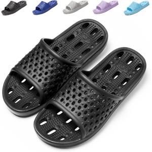 Aoowoll Mens Shower Shoes With Holes Dry Quickly Bath Slippers Womens Non Slip Indoor Home Bedroom Pool Spa Guest College Dorm
