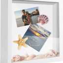 12x12 Shadow Box Frame Display Case, Wood with Plexiglass, Display Case Box for Memorabilia, Medal, Crafts,Tickets and Photos, Picture Frame for Wall and Tabletop (White, 12x12)