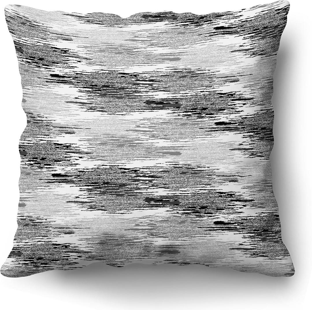 Americanflat 18x18 Throw Pillow with Sewn-in Insert - All-in-One Decorative Pillows - No Cover Needed - Soft and Durable Cushion for Bed or Sofa - Polyester - Black, Grey and White