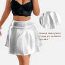 Pleated Flared Skirt Metallic Skater Skirts Shiny Flared Skort Nightclub Stage Performance Costumes Fashion Short Skirts (Silver, XL)