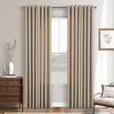 Urban Habitat Linen Curtains 50x63Inches Long for Living Room Grommet Ring Top Rustic Farmhouse Semi Sheer Light Filtering Window Curtain Dining Room Thick Flax Linen Textured Drapes Burlywood Birch Greige