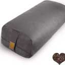 Organic Buckwheat Bolster (24X10.5X5.5 in) Supportive Rectangular Meditation Pillow 100% Cotton Cover Yoga Pillow