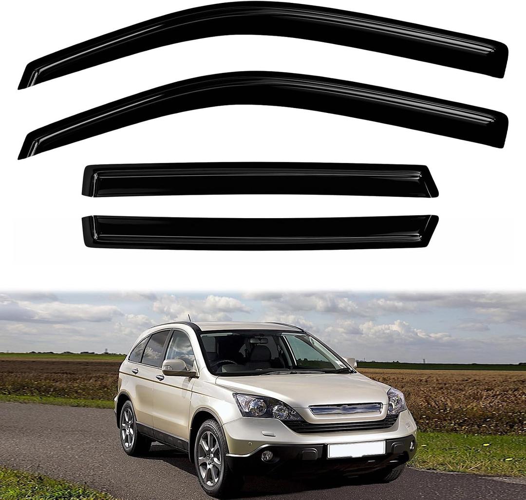 4PC Rain Guards for 2007-2011 Honda CR-V EX LX EX-L SE Window Visors for 07-11 CRV Deflectors Sun Shades Vent Tape On Out Channel