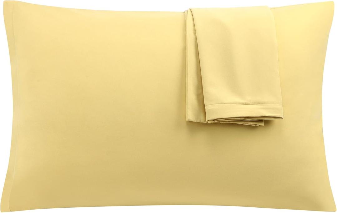 uxcell 2 Pack Pillow Cases Soft 1800 Series Microfiber Pillowcases Set with Zipper Standard(20"x26") Gold