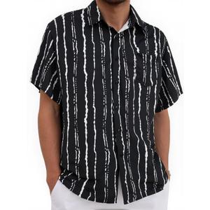 Mens Button Down Short Sleeve Shirt Casual Button Up Dress Shirts for Men Beach Summer Tops with Pocket (Black, XL)