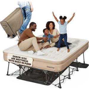 Oaktiv PeakRest Twin Air Mattress with Frame & Built-in Pump, Queen