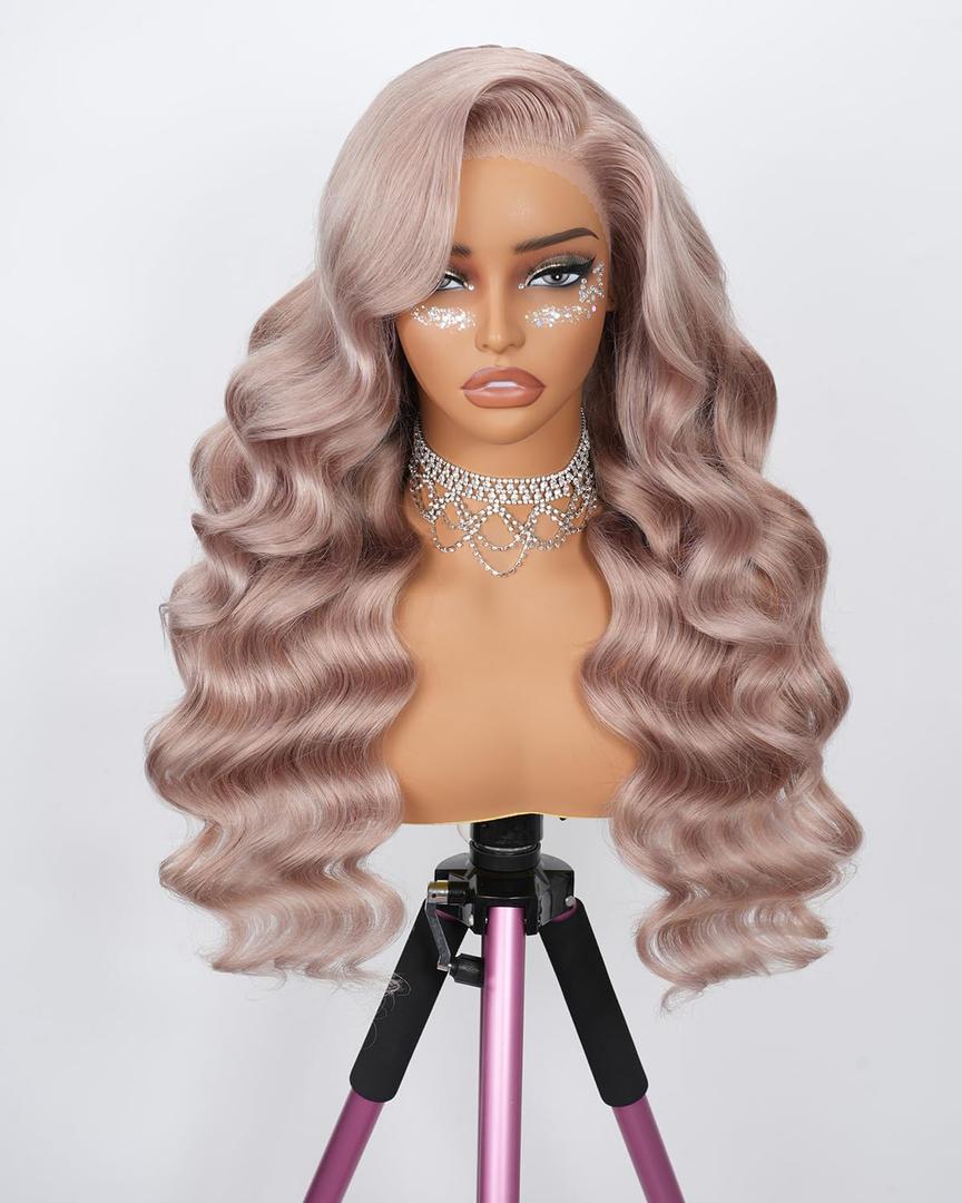 Alepop 24 Inch Ash Blonde Wig Human Hair Body Wave 13x6 Lace Front Wig Pre Plucked 250 Density Ash Blonde HD Transparent Lace Frontal Glueless Wigs100% Real Human Hair Triple Lifespan 3X.