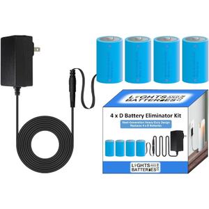 4 x D Next-Generation Heavy-Duty Battery Replacement Eliminator Kit for Toys, Flameless Candles & Other Electronic Devices
