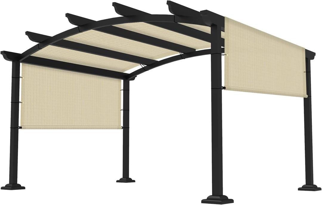 10' 12' Pergola Shade Cover Universal Replacement Canopy Cover Outdoor Durable Fabric Sun Shade Cloth for Deck Patio Porch Backyard Gazebo with Grommets & Weighted Rods, Beige