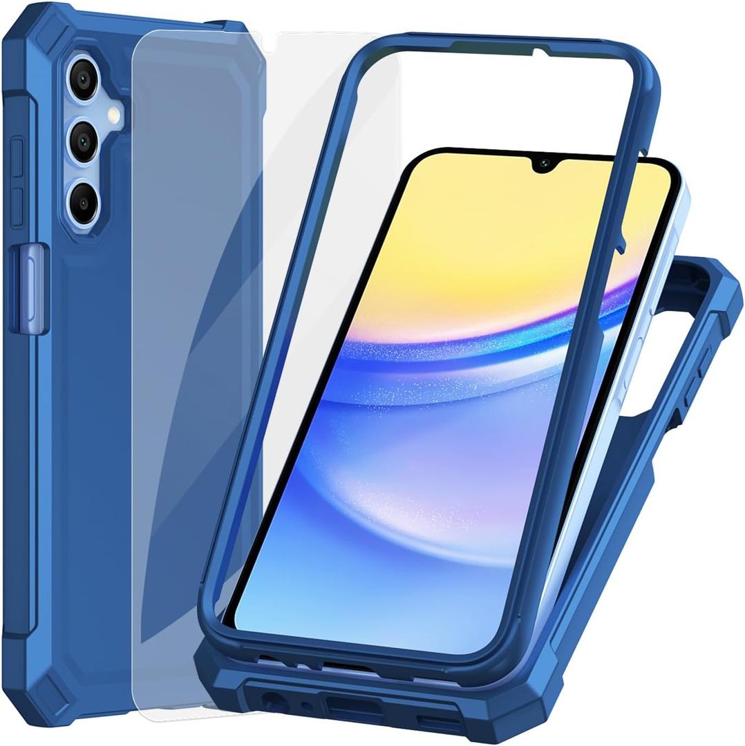 Ailiber for Galaxy A36 Cell Phone Case, A36 Screen Protector, Dual Layer Protective, Shockproof Corner TPU Bumper, Slim Silicone Heavy Duty Cover for Samsung Galaxy A36 5G-Blue